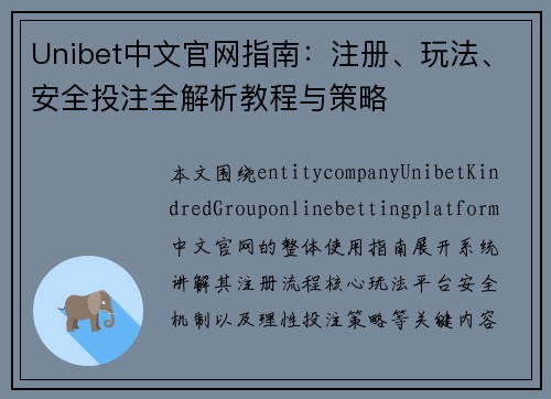 Unibet中文官网指南：注册、玩法、安全投注全解析教程与策略